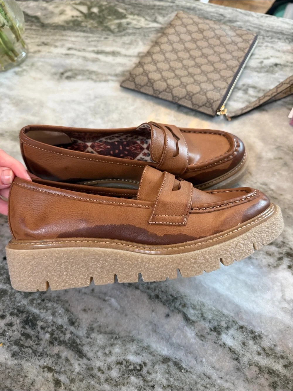 Korks Women’s Size 6 Brown Penny Loafers Chunky Platform Lug Sole